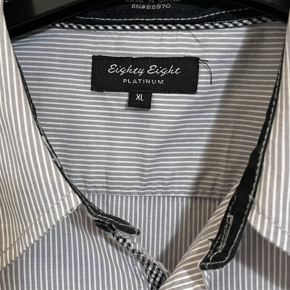 Men Gray | White Stripe Shirt Size XL - Picture 2 of 5